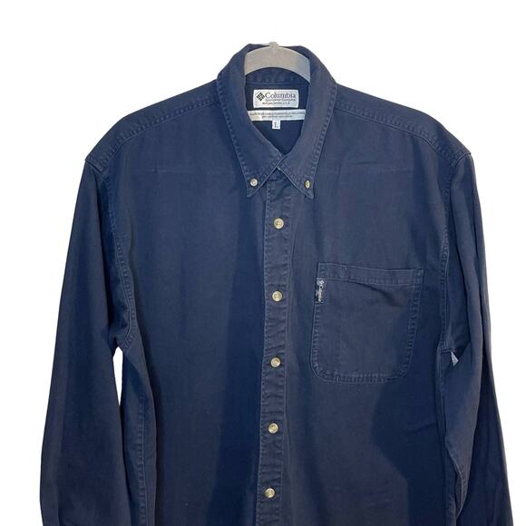 Columbia Sportswear Blue Button Up Outdoor Dress Shirt Top 100% Cotton Large - Picture 2 of 6
